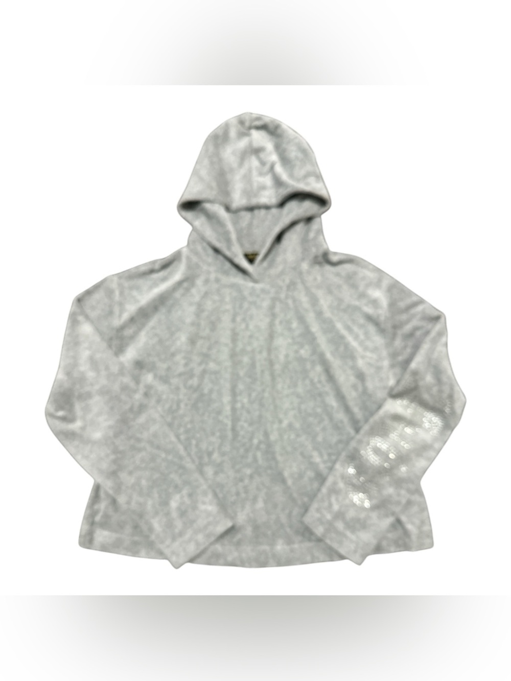 Juicy Couture Black Label Light Gray Hooded Cropped Hoodie w/ Rhinestones